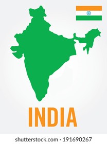 Vector Indian Map and Flag Set