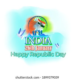 Vector Indian Patriotic concept banner for Indian republic day, 26 January with abstract tricolor background, India flag, illustration poster.