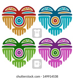 Vector Indian pattern set in the shape of heart