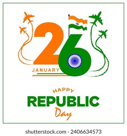 Vector indian republic day concept with text 26 january.
