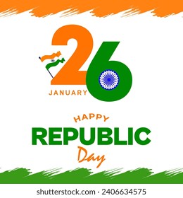 Vector indian republic day concept with text 26 january.