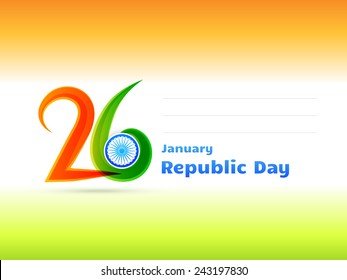 vector Indian republic day design celebrated on 26 January illustration in tricolor background