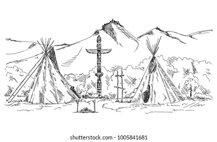 vector - indian teepee - isolated on background