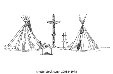 vector - indian teepee - isolated on background