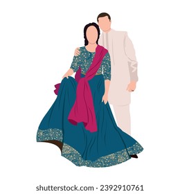 	
vector indian wedding bride and groom wearing traditional wedding dresses	
