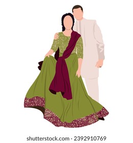 	
vector indian wedding bride and groom wearing traditional wedding dresses	
