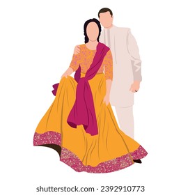 	
vector indian wedding bride and groom wearing traditional wedding dresses	
