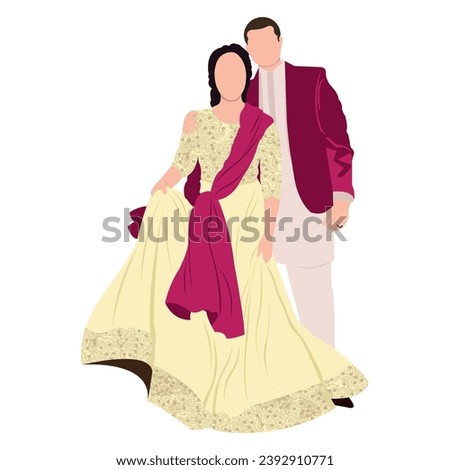 	
vector indian wedding bride and groom wearing traditional wedding dresses	
