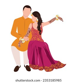 vector indian wedding couple illustration for wedding invitation cards