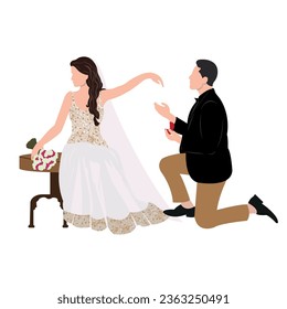 vector indian wedding couple illustration for wedding invitation cards	