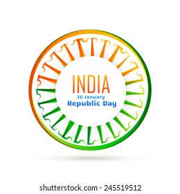 vector indian wheel with tri colors of indian flag
