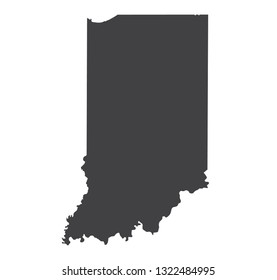 Vector Indiana Map silhouette. Isolated vector Illustration. Black on White background.