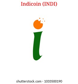 Vector Indicoin (INDI) digital cryptocurrency logo. Indicoin (INDI) icon. Vector illustration isolated on white background.