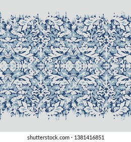 vector, indigo ikat effect abstract texture or grunge ; For art texture, vintage, ethnic , modern chromatic collage damask pattern for carpet, rug, scarf, , shawl pattern. - Vector
