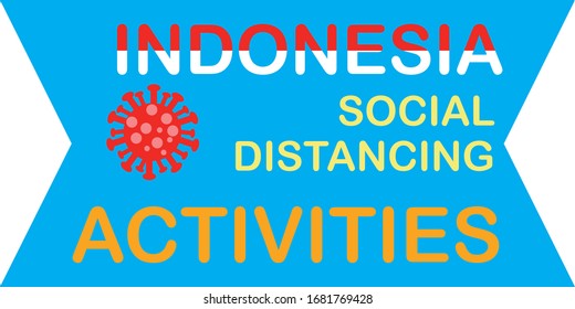 Vector Indonesia distancing activities from covid 19