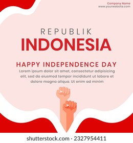 Vector indonesia Día de la Independencia fondo de plantilla rojo con animación artística de garuda indonesia,bandera