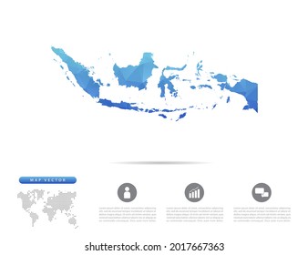 Vector Indonesia map blue polygon triangle mosaic for presentation. Creative concept for infographic.