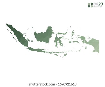 Vector of Indonesia map green polygon triangle mosaic with white background. style gradient.