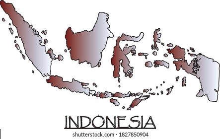 mapa vectorial de indonesia en color rojo blanco
