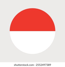 
Vector Icono de la bandera nacional de Indonesia. Bandera redonda de Indonesia sobre fondo gris.