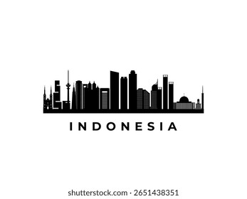 Vector Indonesia skyline. Travel Indonesia famous landmarks. Business and tourism concept for presentation, banner, web site.