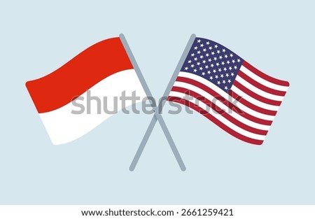Vector Indonesia and United States Flags Illustration