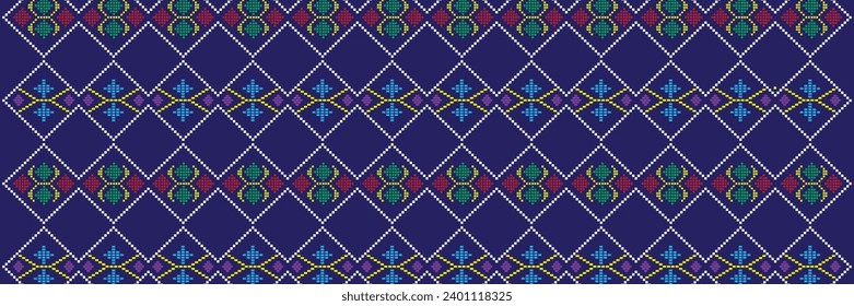 vector indonesian batik with green blue red purple and white design