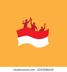 bandera indonesia vectorial con gente vector sobre ella