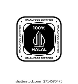 Vetor do logótipo halal indonésio. Inspirado pela arte wayang kulit típica da tribo javanesa na Indonésia.