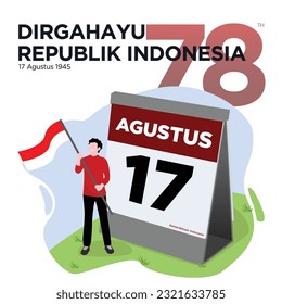 Día de la Independencia Vectorial Indonesia con un calendario grande