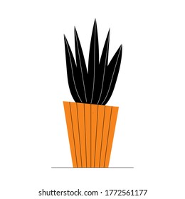 Vector indoor plants. Potted flower. Stylized home plants. Home decor and interior. Succulents, monstera, cacti. Illustration isolated on white background.
