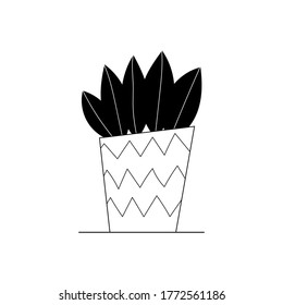 Vector indoor plants. Potted flower. Stylized home plants. Home decor and interior. Succulents, monstera, cacti. Illustration isolated on white background.