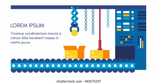 Vector industrial background. Color bright cartoon flat design for banner, website, poster. Flat style vector illustration