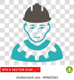 Vector Industrial Builder EPS vector icon. Illustration style is flat iconic bicolor grey and cyan symbol on a transparent background.