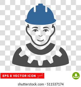 Vector Industrial Builder EPS vector pictograph. Illustration style is flat iconic bicolor cobalt and gray symbol on a transparent background.
