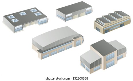 Vector industrial buildings and factories