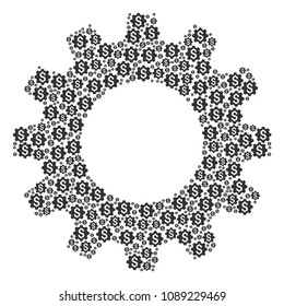 Vector industrial capital icons are arranged into gearwheel illustration. Industrial design concept constructed from industrial capital items.