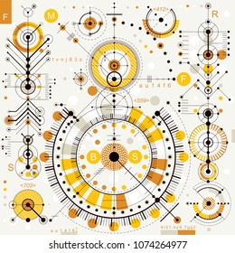 Vector industrial and engineering background, future technical plan. Perspective blueprint of mechanism, mechanical scheme. For use as website background.