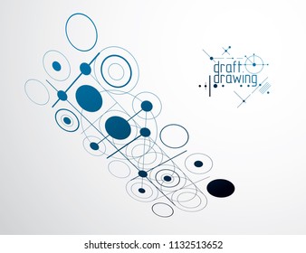 Vector industrial and engineering background, future technical plan. Abstract blueprint of mechanism, mechanical scheme. 