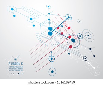 Vector industrial and engineering background, future technical plan. Abstract blueprint of mechanism, mechanical scheme. 
