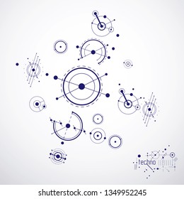Vector industrial and engineering background, future technical plan. Abstract blueprint of mechanism, mechanical scheme. 