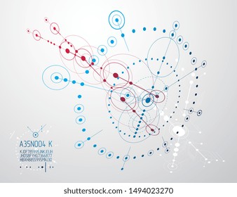 Vector industrial and engineering background, future technical plan. Abstract blueprint of mechanism, mechanical scheme. 