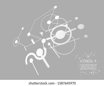 Vector industrial and engineering background, future technical plan. Abstract blueprint of mechanism, graphic illustration. 