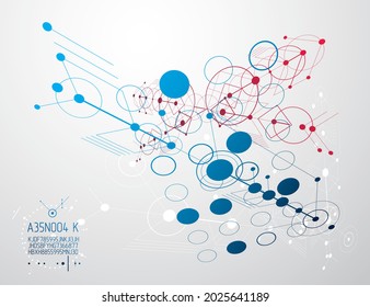 Vector industrial and engineering background, future technical plan. Abstract blueprint of mechanism, mechanical scheme. 