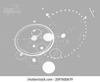 Vector industrial and engineering background, future technical plan. Abstract blueprint of mechanism, mechanical scheme. 