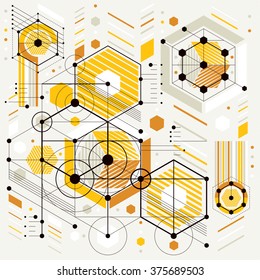 Vector industrial and engineering background, future technical plan. Perspective blueprint of mechanism, mechanical scheme. For use as website background.