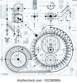 Antecedentes industriales y de ingeniería de vectores, futuro plan técnico. Plano de visión del mecanismo, esquema mecánico. Para usar como fondo del sitio web.