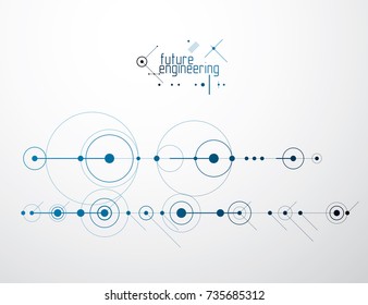 Vector industrial and engineering background, future technical plan. Abstract blueprint of mechanism, mechanical scheme. 