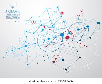 Vector industrial and engineering background, future technical plan. Abstract blueprint of mechanism, mechanical scheme. 