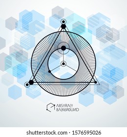 Vector industrial and engineering blue background, future technical plan. Modern geometric composition can be used as template and layout. 